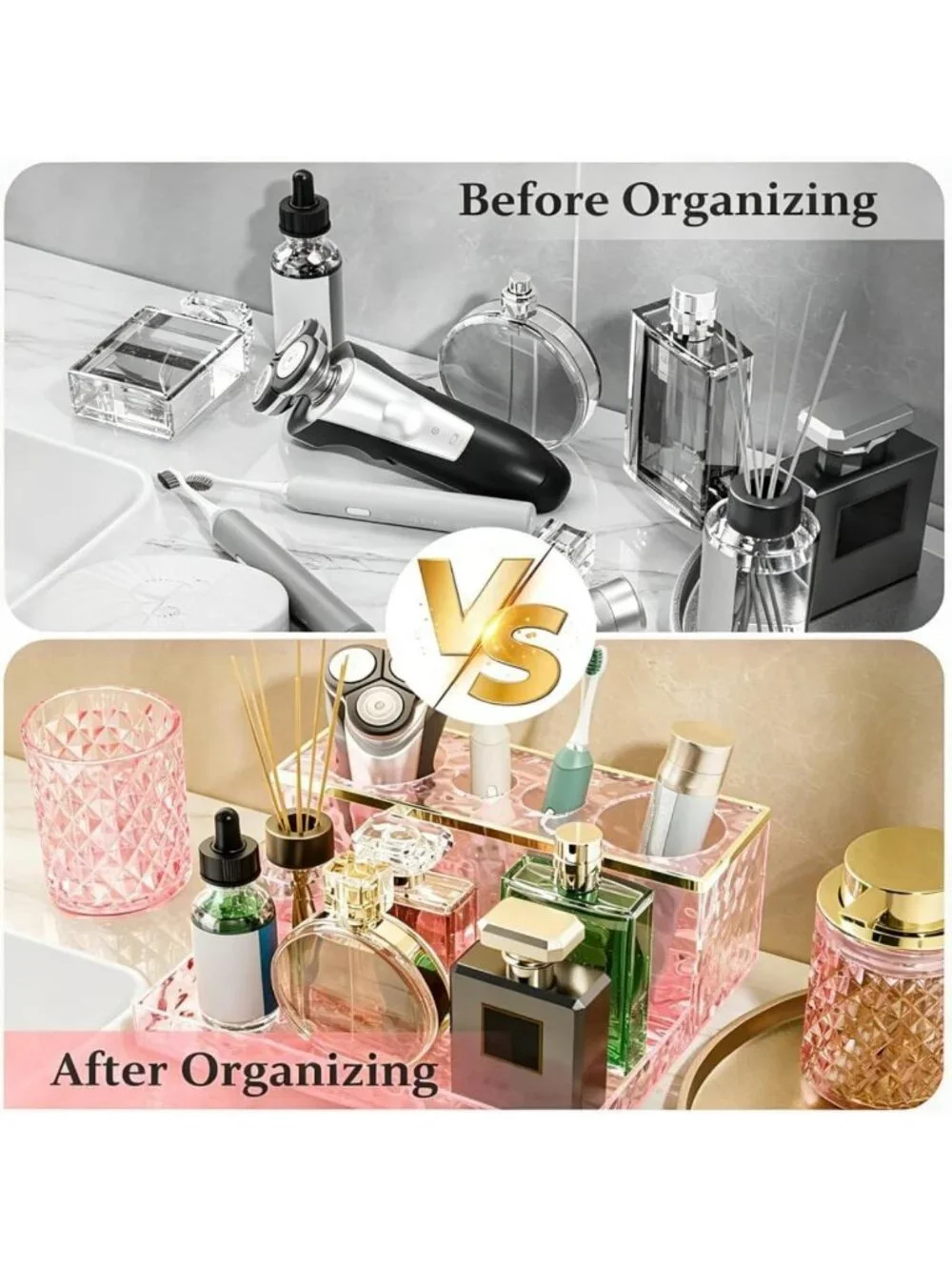 Elegant 5-Piece Pink Crystal Bathroom Accessories Set - Soap Dispenser